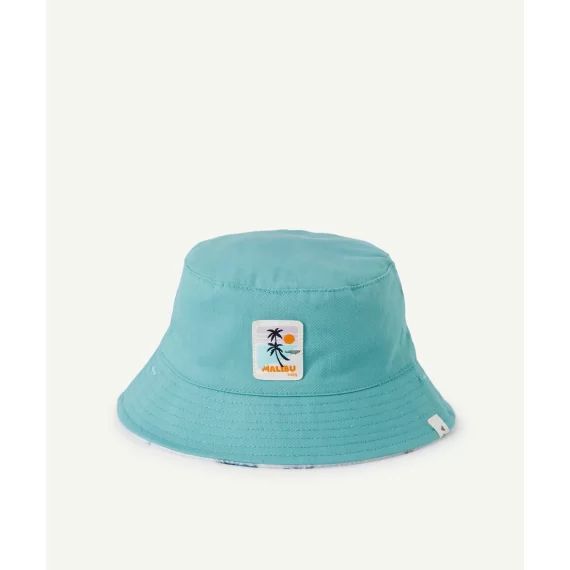 Bob bébé garçon en coton réversible bleu et blanc avec patch –  – Soldes