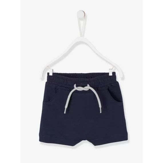 Bermuda bébé garçon en molleton marine grisé