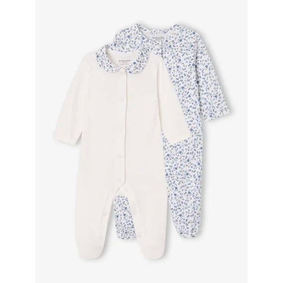 Lot de 2 dors-bien fleuris bleu