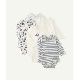 Lot de 5 bodies en fibres recyclées bleu et blanc thème dinosaure –  – Soldes