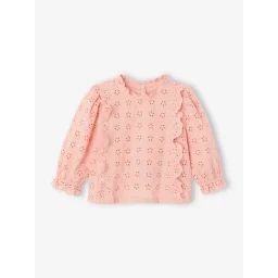 Blouse en broderie anglaise Bébé à volants rose pâle