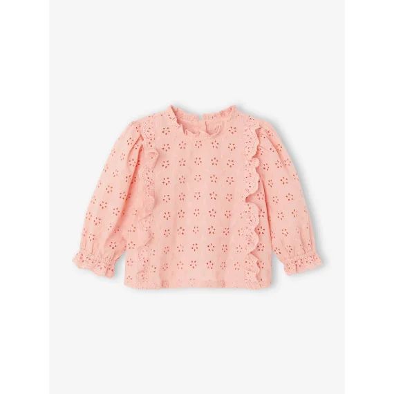 Blouse en broderie anglaise Bébé à volants rose pâle