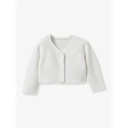 Cardigan Court Fille – Coton Biologique- Collection Fêtes Et Mariages Cyrillus Écru