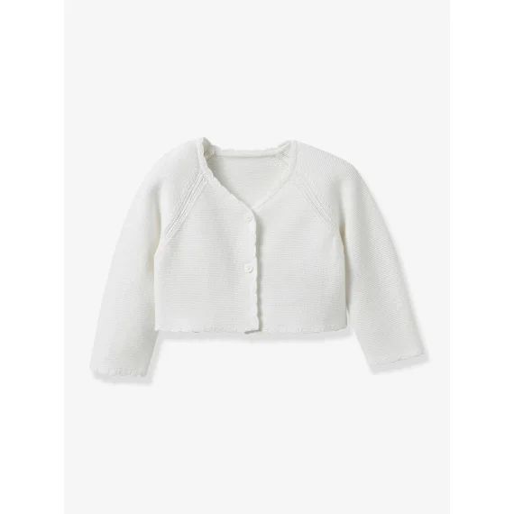 Cardigan Court Fille – Coton Biologique- Collection Fêtes Et Mariages Cyrillus Écru