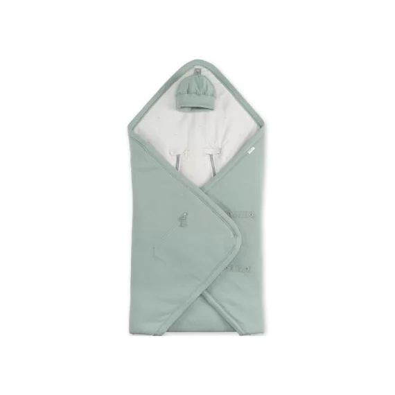 Couverture nomade chaude Biside Waffle verte (90 x 90 cm)