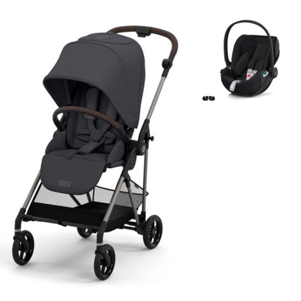 Poussette Cybex Melio 3 Châssis Bronze – Monument Grey + Coque Auto Cloud T i-Fix – Sepia Black (2023)