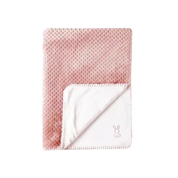 Couverture bébé Supersoft Lapidou rose et blanc (75 x 100 cm)