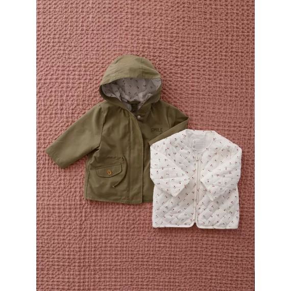 Parka 3 en 1 bébé avec blouson amovible kaki