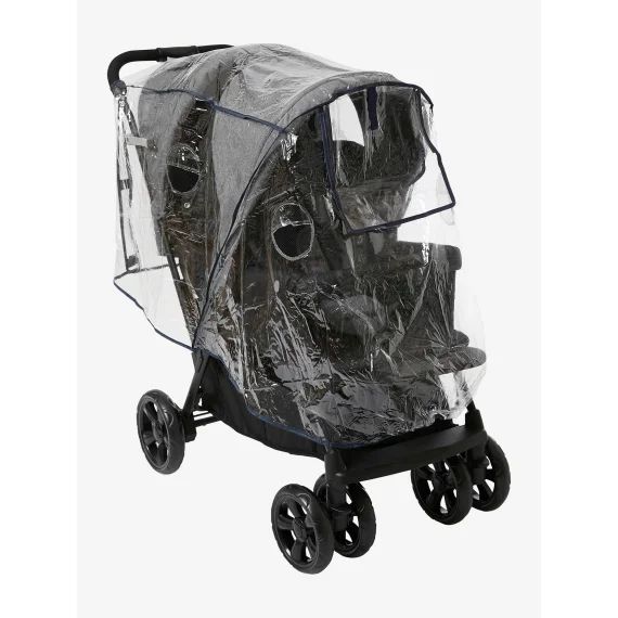 Habillage pluie intégral vertbaudet pour poussette double transparent