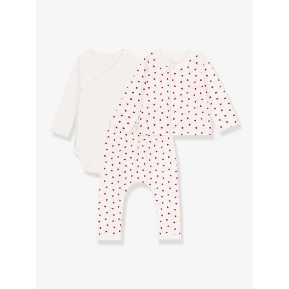 Ensemble naissance en coton bio PETIT BATEAU blanc