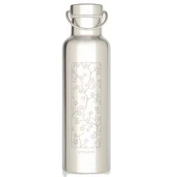 Gourde En Inox Isotherme 750 Ml Groovy Fleurs De Cerisier Gris