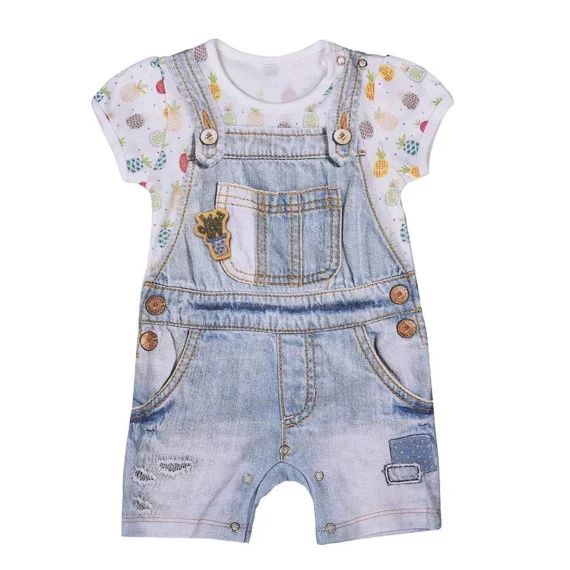 Combishort Bébé Fille En Coton Bio Pinea Multicolore