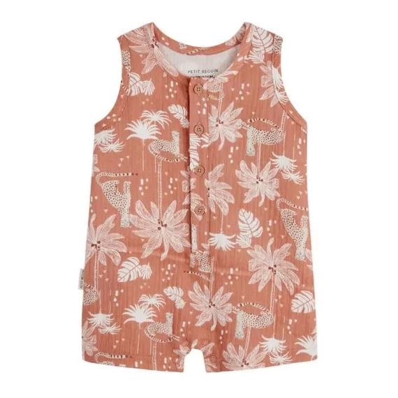 Combishort Bébé Garçon En Gaze De Coton Oasis Orange