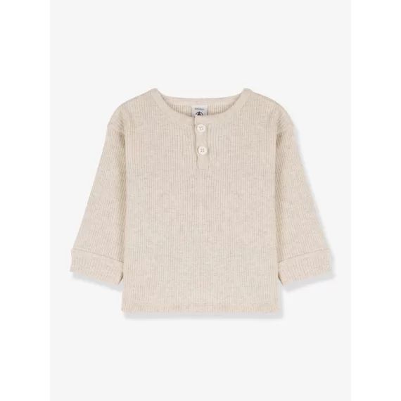T-shirt manches longues bébé en coton bio PETIT BATEAU gris