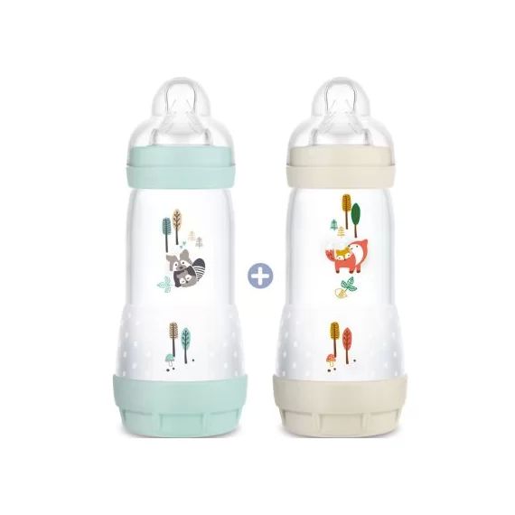 Lot de 2 biberons Easy Start anti-colique Nature Aqua + Lin – Tétine débit rapide 3 (320ml)