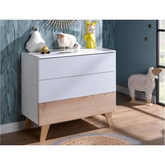 Commode Bébé Equilibre – Blanc / Pin Blanc