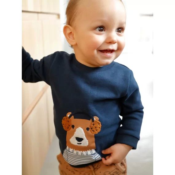 Sweat fantaisie bébé garçon marine