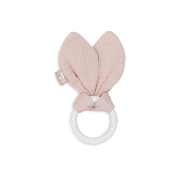 Anneau De Dentition Bunny Ears En Coton Et Silicone Rose Sauvage