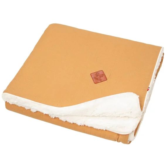 Couverture En Gaze De Coton Et Sherpa Jeanne Camel
