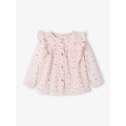 Blouse volantée bébé fille rose clair imprimé