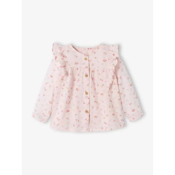 Blouse volantée bébé fille rose clair imprimé