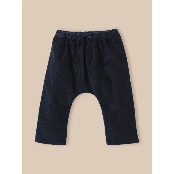 Pantalon Sarouel En Velours Marine