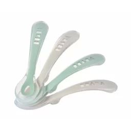 Lot 4 Cuillères Deuxième Age Silicone Béaba – Vert Sauge