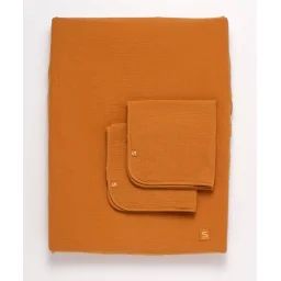 Housse De Matelas À Langer Et Linges En Gaze De Coton Orange