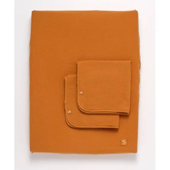 Housse De Matelas À Langer Et Linges En Gaze De Coton Orange