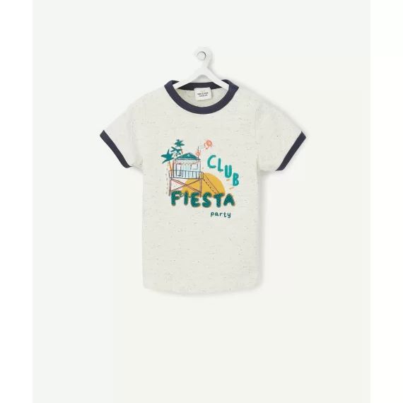 Le t-shirt gris moucheté avec animation en relief –  – Soldes