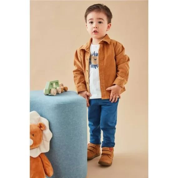 Sur-chemise en velours côtelé caramel marron