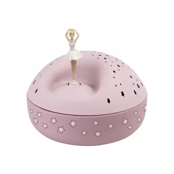 Veilleuse projecteur d&rsquo;étoiles musical ballerine rose (12 cm)