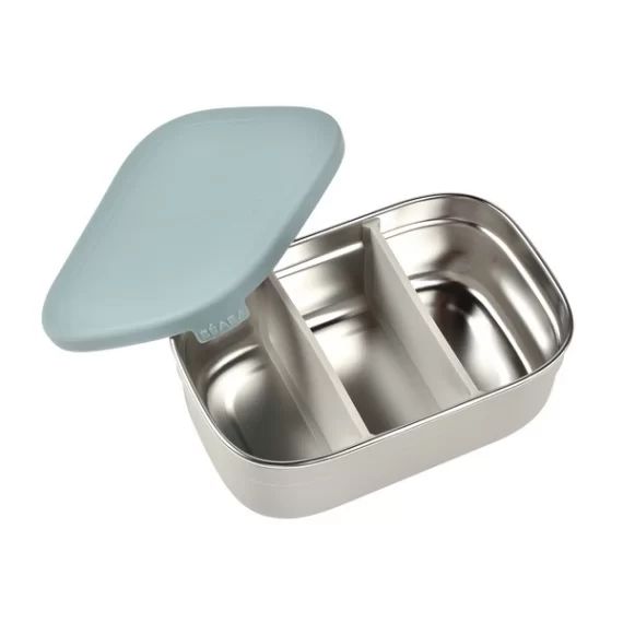 Boîte Repas Inox Béaba – Gris Velours/Bleu Baltique
