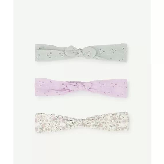 Le lot de 3 bandeaux avec broderie anglaise unis et fleuri –  – Soldes