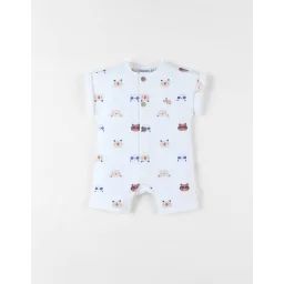 Combishort Imprimé Animalier En Molleton Blanc