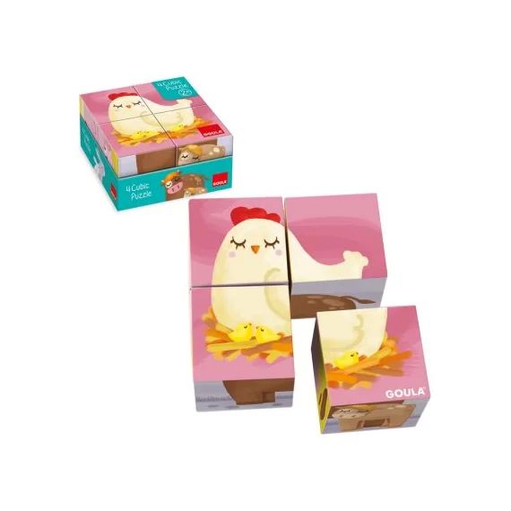 Puzzle cube bébé animaux de la ferme (4 pièces)