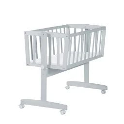 Berceau En Bois Sur Roulettes Avec Matelas Gris Taupe