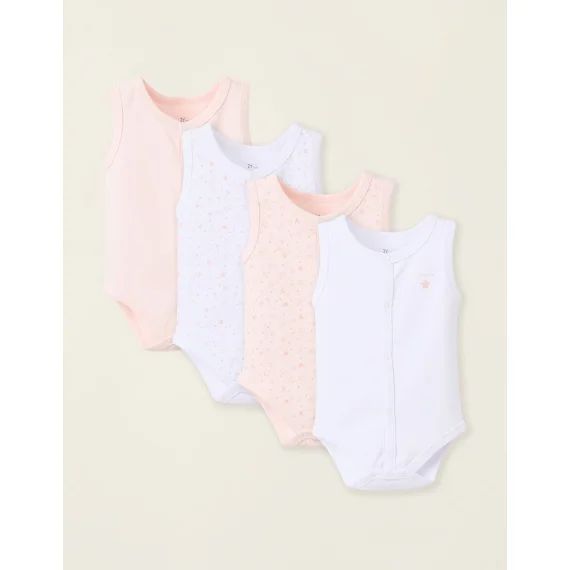 Pack 4 Bodies À Manches Courtes En Coton Multicolore