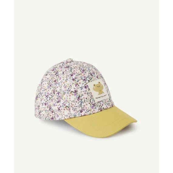 Casquette bébé fille en coton imprimée fleurie avec patch –  – Soldes