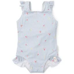 Maillot De Bain 1 Pièce À Volants Bleu