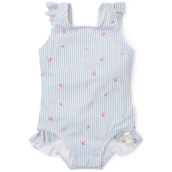 Maillot De Bain 1 Pièce À Volants Bleu