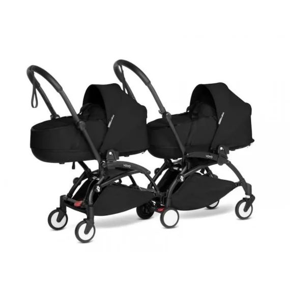 Poussette Babyzen double YOYO 2 nacelles noir cadre noir noir