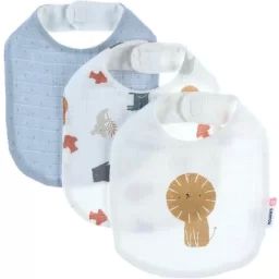Lot de 3 bavoirs en mousseline de coton bio Jungle