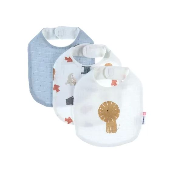 Lot de 3 bavoirs en mousseline de coton bio Jungle