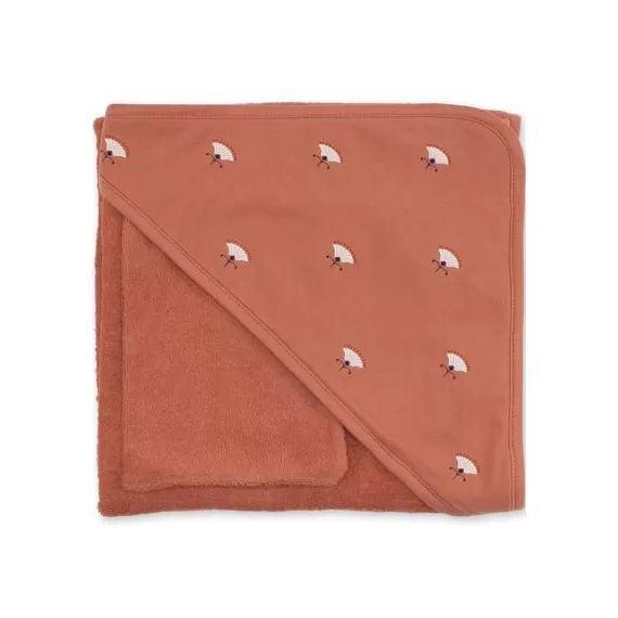 Cape de bain + gant Odete terracotta (90 x 90 cm)