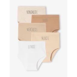 Lot de 5 culottes bébé semainier lot blanc
