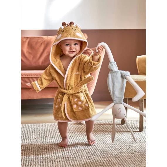 Peignoir de bain bébé Girafe ocre