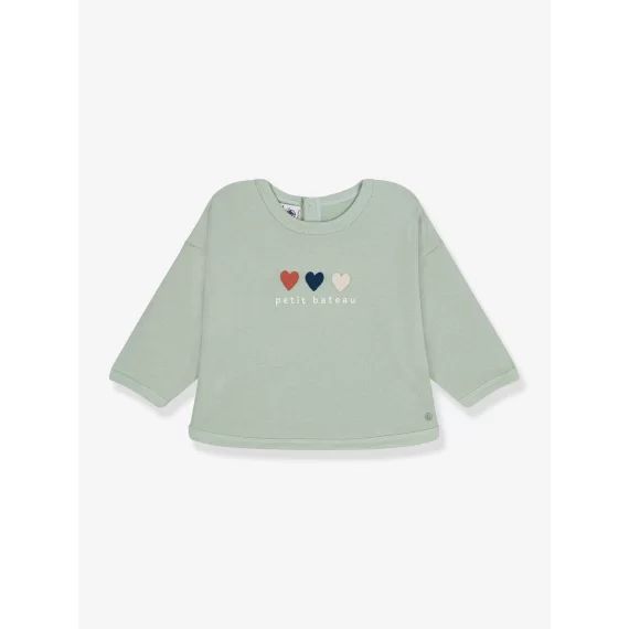 Sweat coeur fille PETIT BATEAU vert amande