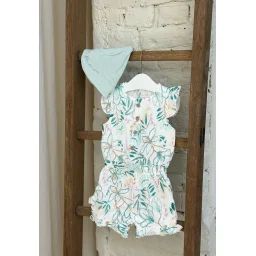 Combishort Bébé + Chapeau En Gaze De Coton Patroika Ecru