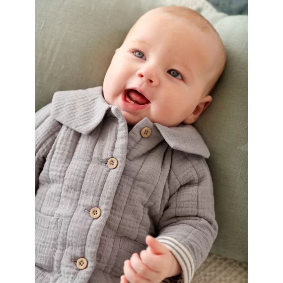 Veste en gaze de coton Bébé personnalisable bleu jean